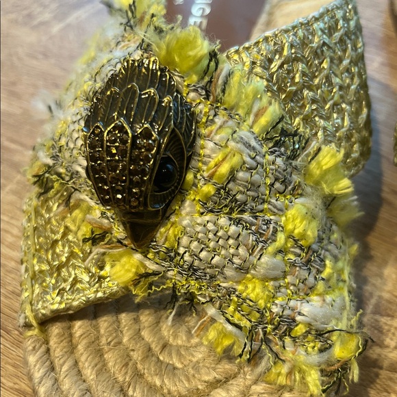 Kurt Geiger Yellow and Cream Kensington Tweed Slides - Picture 6 of 9